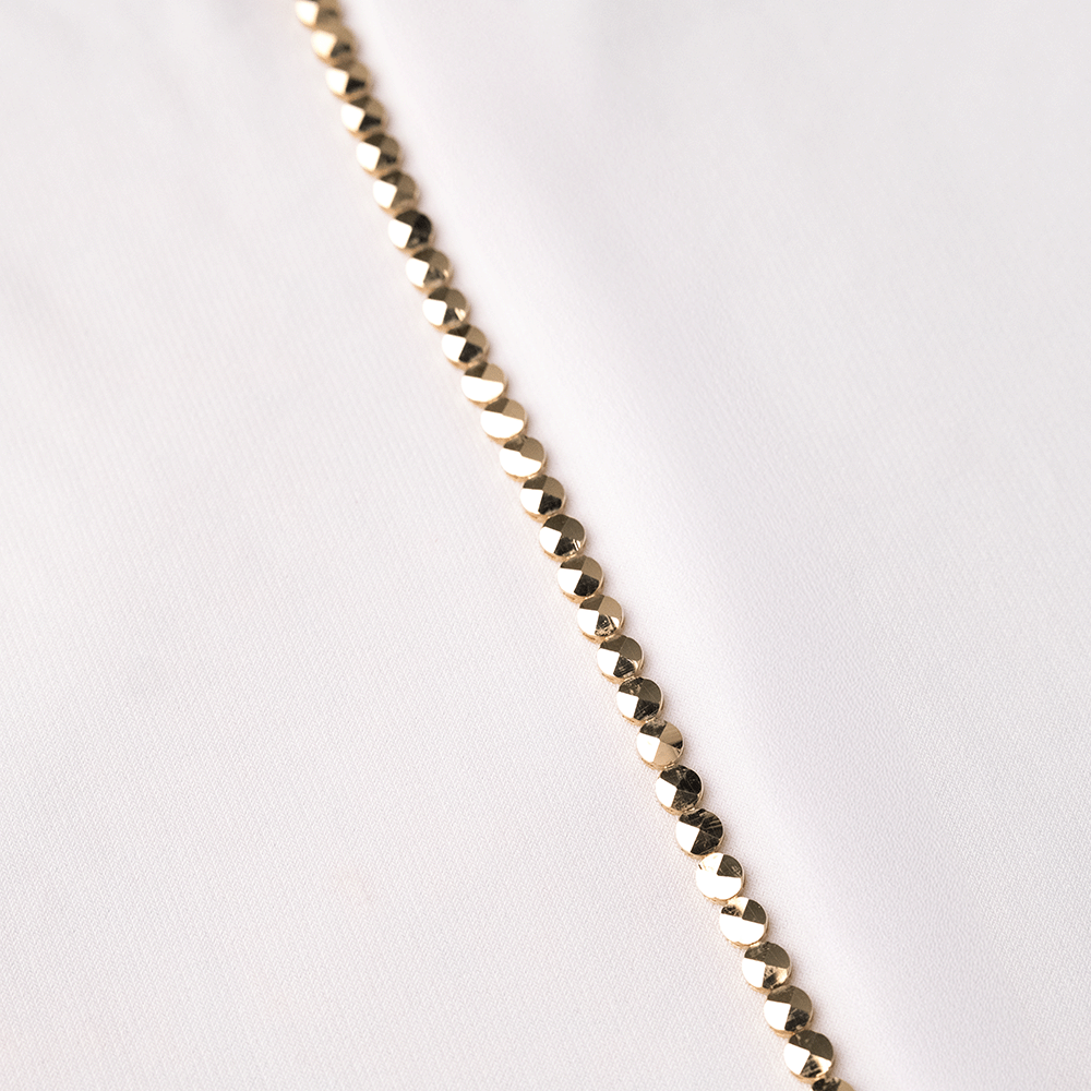 14 Ayar Parıltılı Daire Sıralı Altın Bileklik