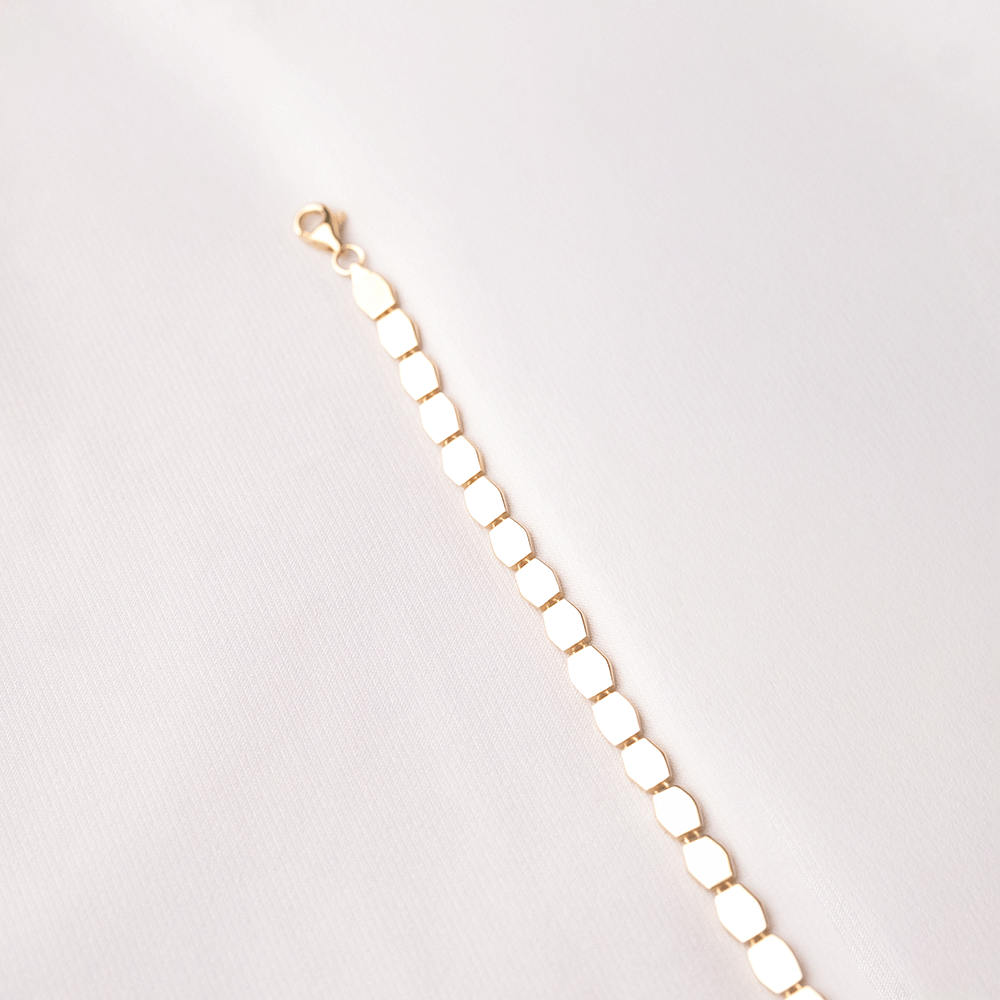 14 Ayar Köşeli Kesim Sıralı Altın Bileklik