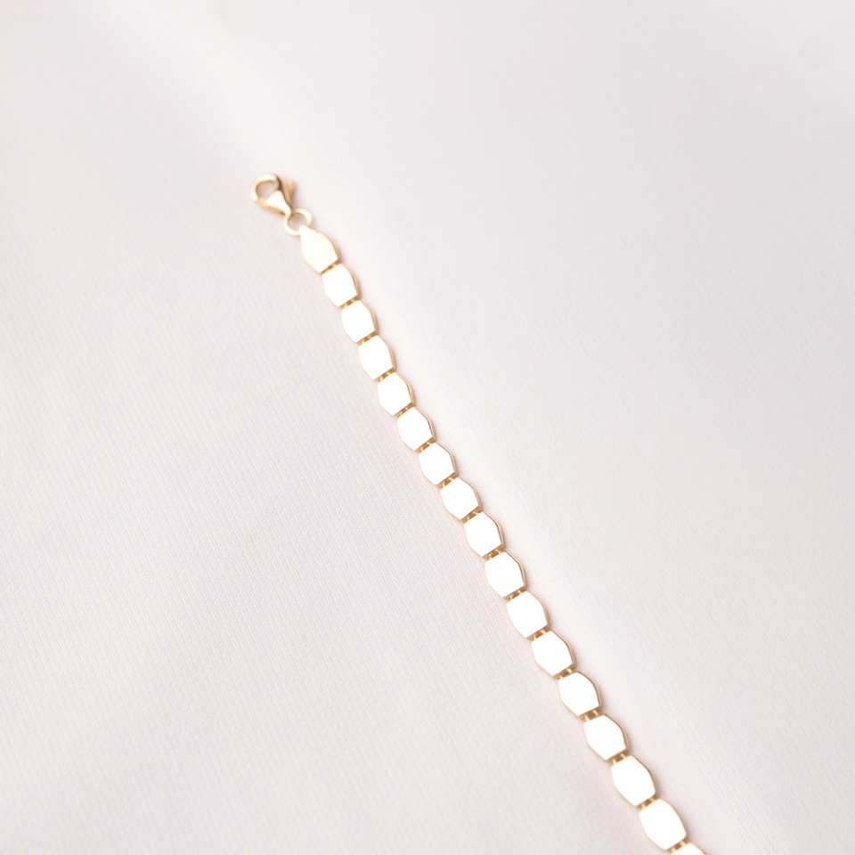 14 Ayar Köşeli Kesim Sıralı Altın Bileklik