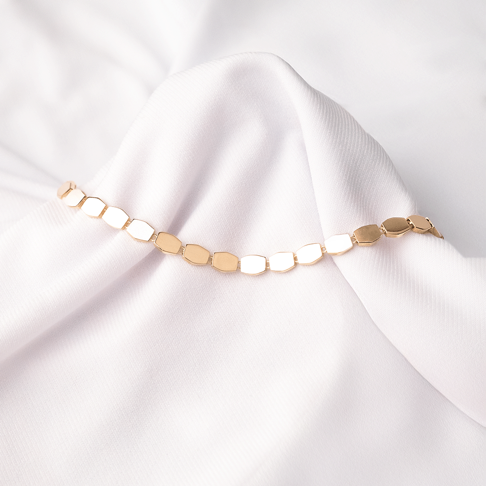 14 Ayar Köşeli Kesim Sıralı Altın Bileklik