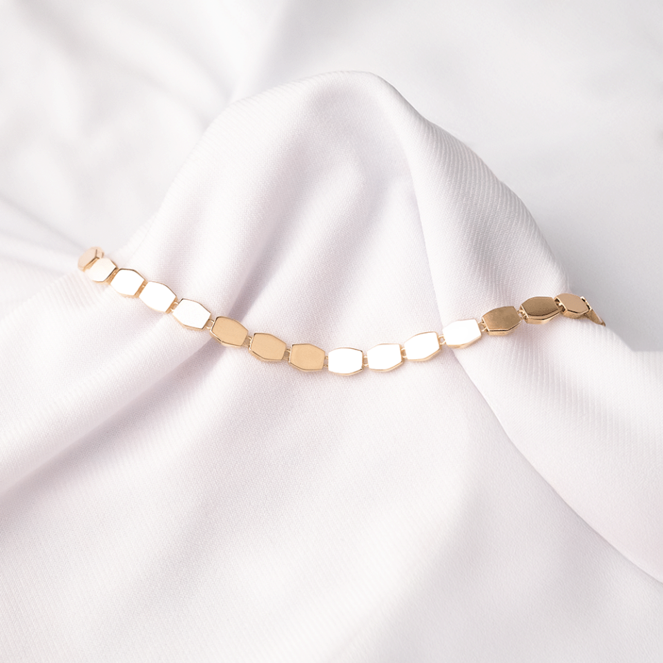 14 Ayar Köşeli Kesim Sıralı Altın Bileklik