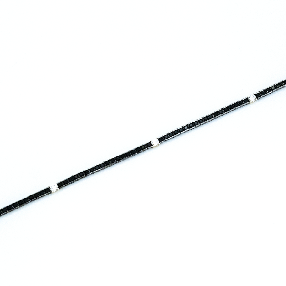 14 Ayar Siyah Kare Sıralı Unisex Altın Bileklik