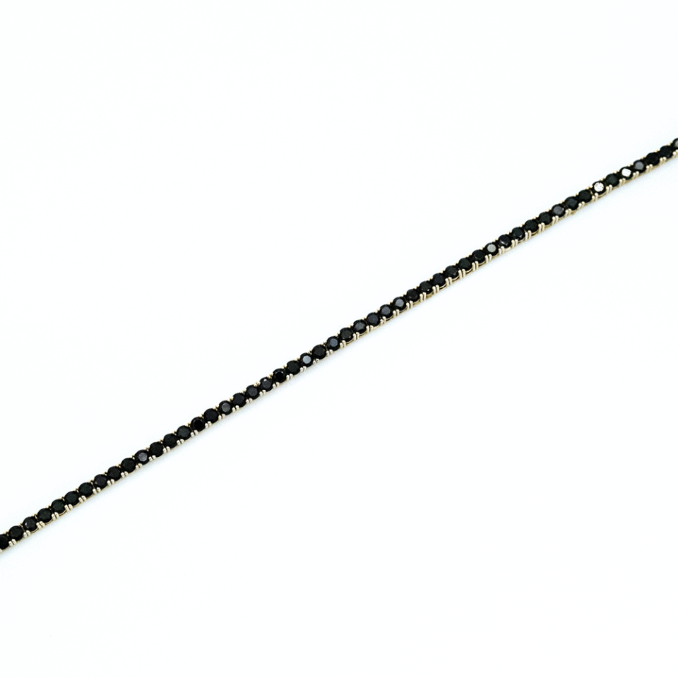 14 Ayar Siyah Detaylı Sıralı Unisex Altın Bileklik