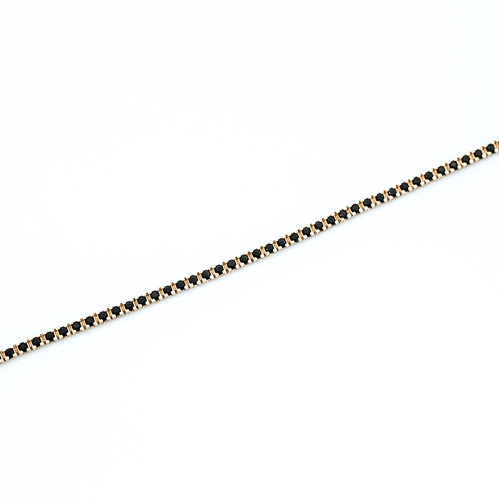 14 Ayar Siyah Daire Sıralı Unisex Altın Bileklik