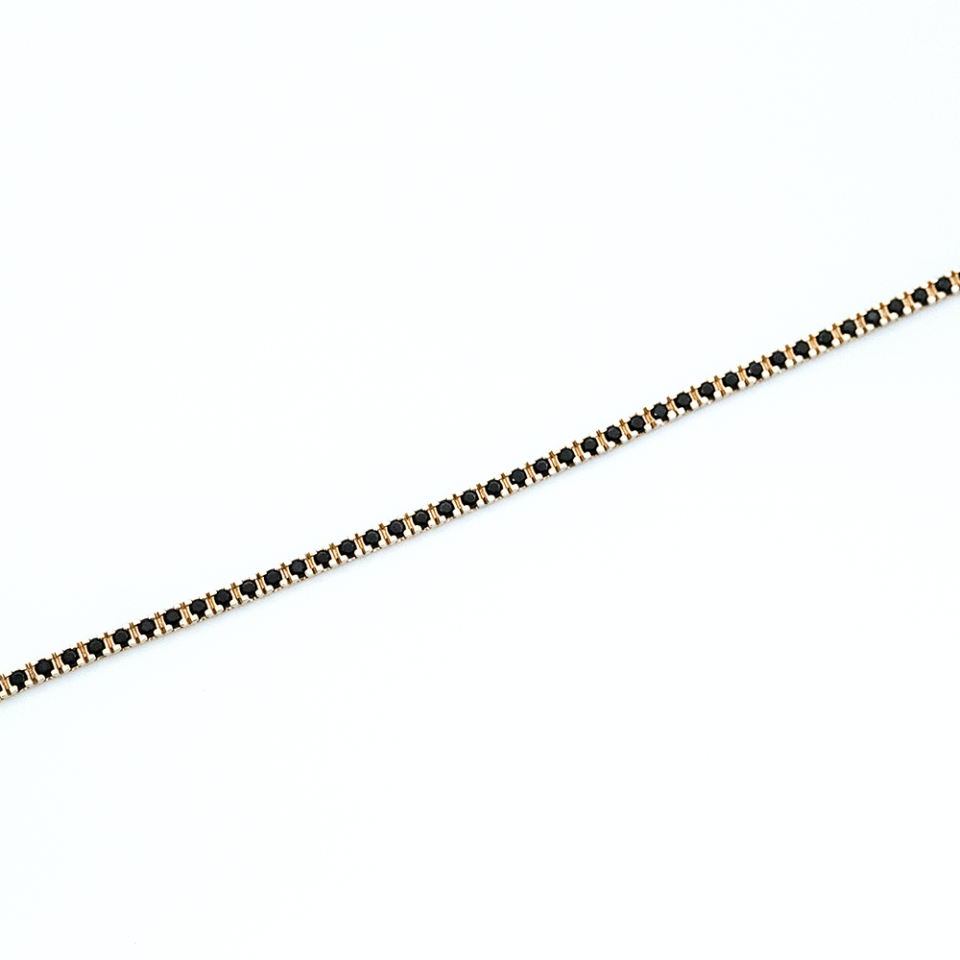 14 Ayar Siyah Daire Sıralı Unisex Altın Bileklik