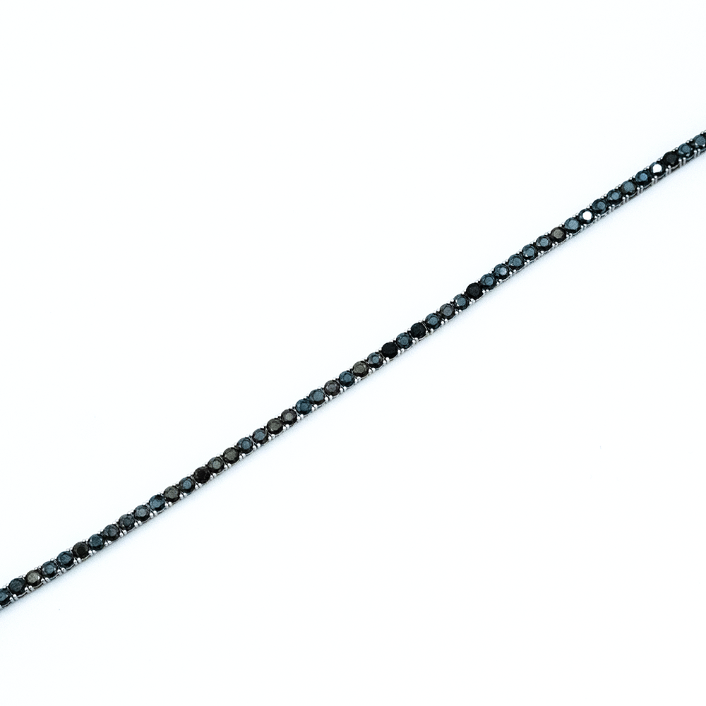 14 Ayar Siyah Daireli Beyaz Detaylı Unisex Altın Bileklik