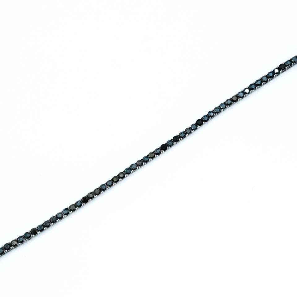 14 Ayar Siyah Daireli Beyaz Detaylı Unisex Altın Bileklik