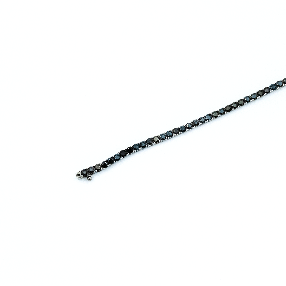 14 Ayar Siyah Daireli Beyaz Detaylı Unisex Altın Bileklik