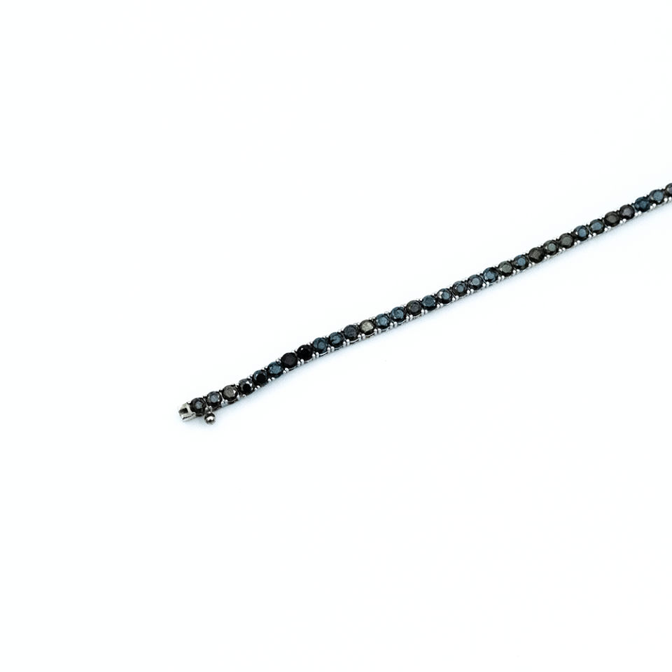 14 Ayar Siyah Daireli Beyaz Detaylı Unisex Altın Bileklik