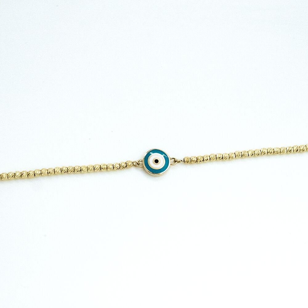 14 Ayar Çift Taraflı Mineli Altın Bileklik