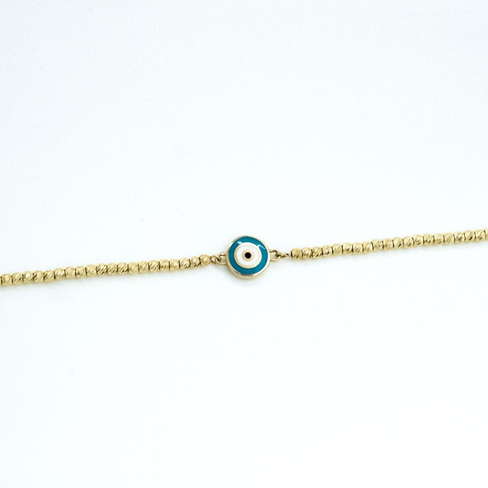 14 Ayar Çift Taraflı Mineli Altın Bileklik