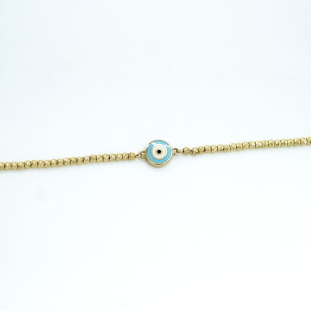 14 Ayar Çift Taraflı Mineli Altın Bileklik