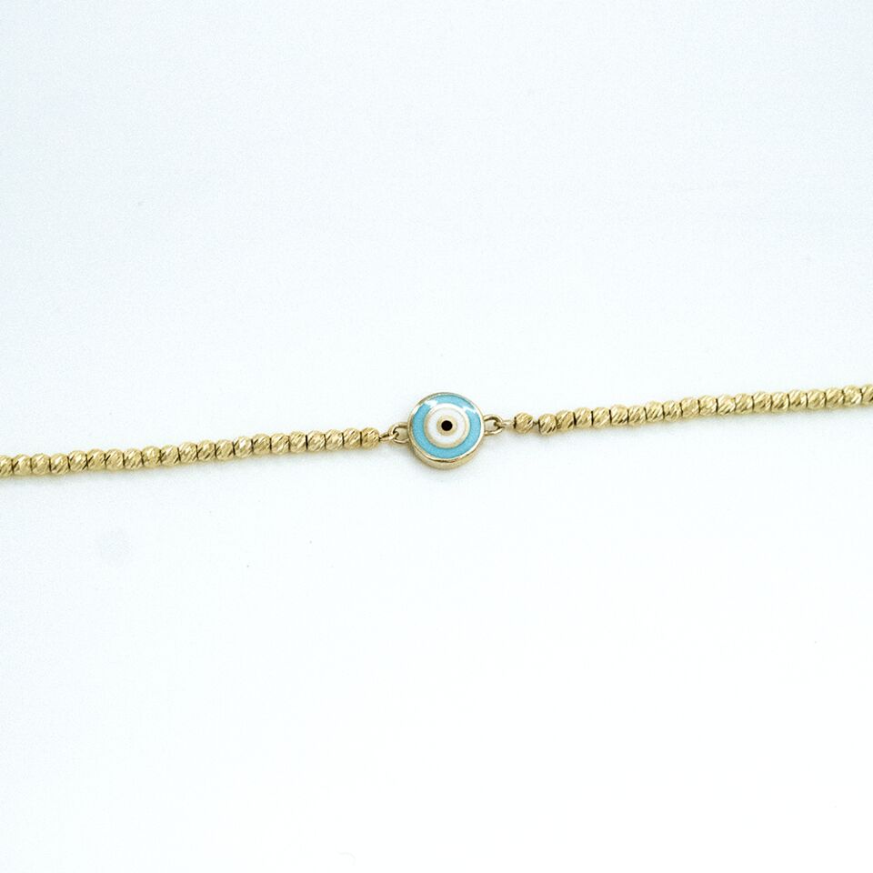 14 Ayar Çift Taraflı Mineli Altın Bileklik