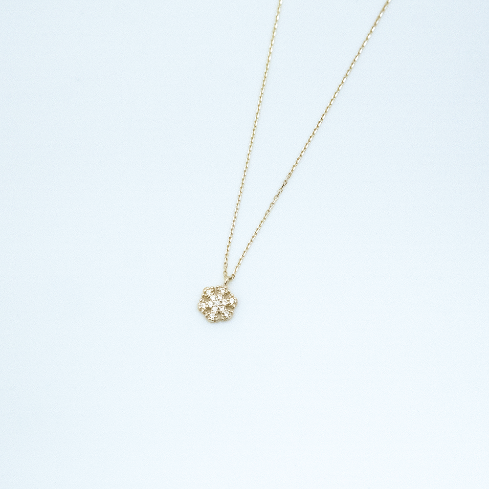 14 Ayar Kar Tanesi Kesim Detaylı Altın Kolye