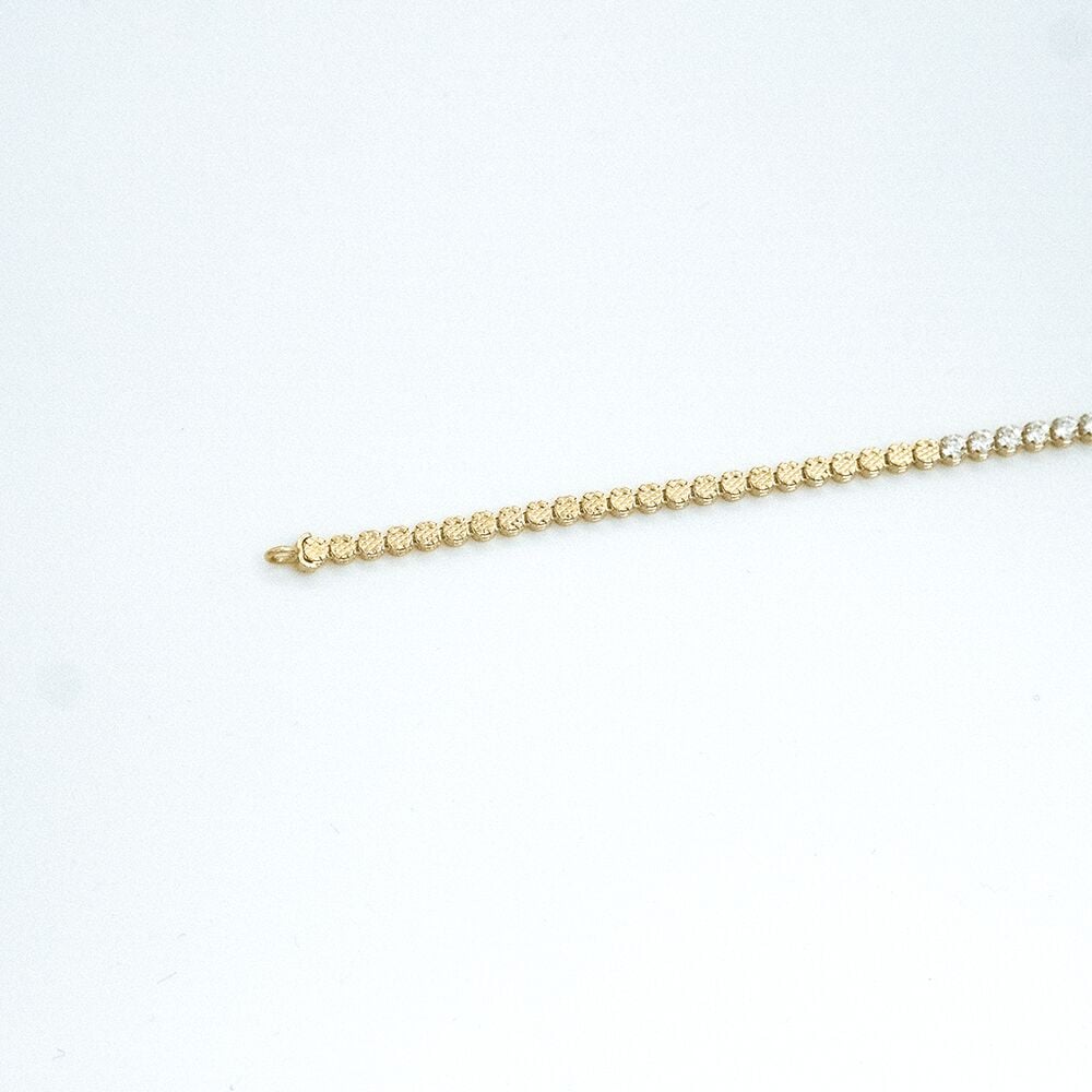 14 Ayar Taşlı ve İşlemeli Altın Bileklik