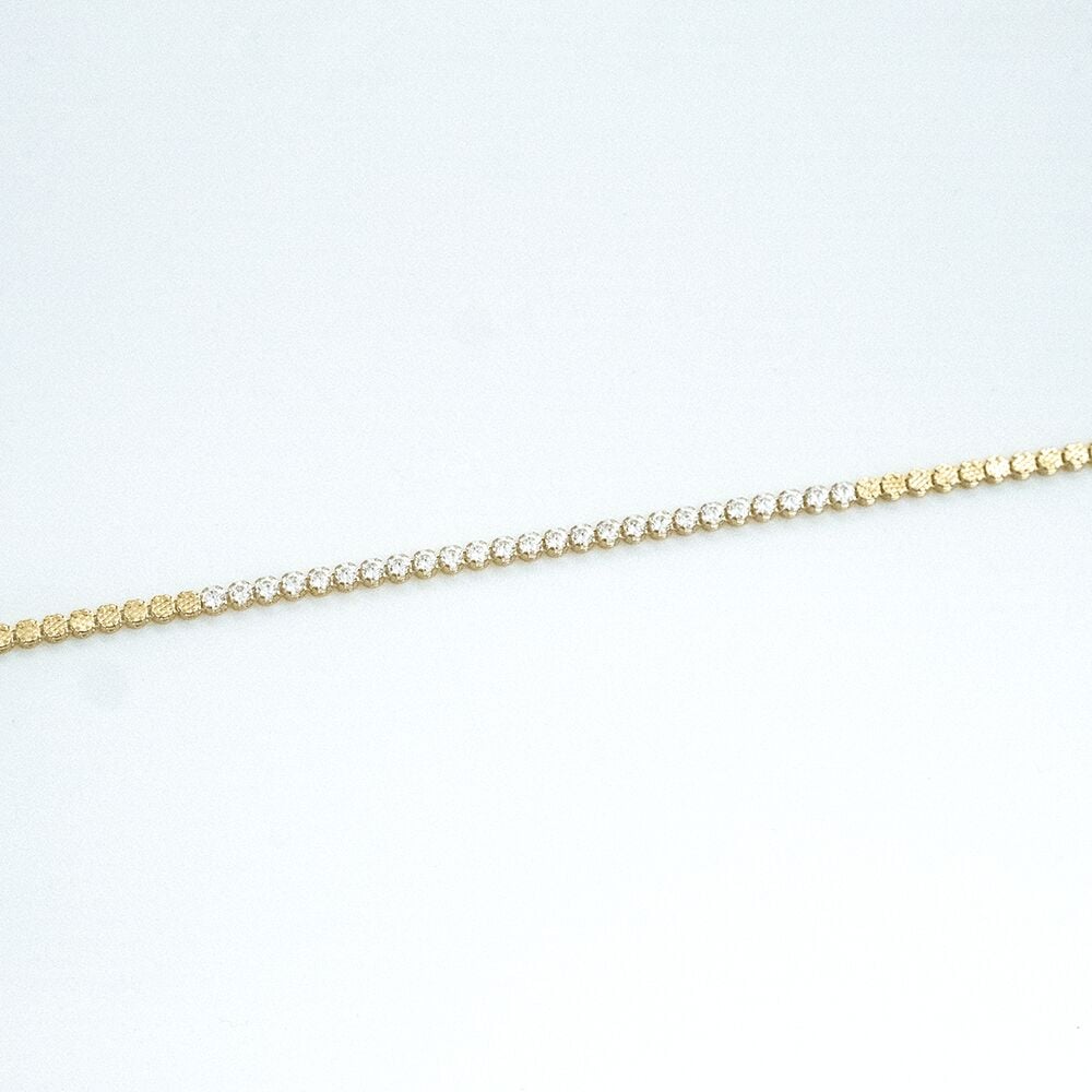 14 Ayar Taşlı ve İşlemeli Altın Bileklik