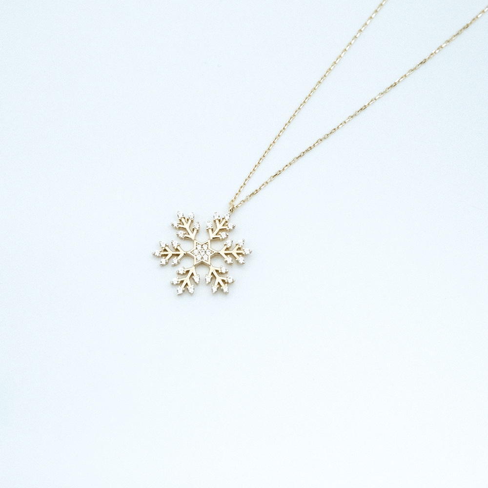 14 Ayar Kar Tanesi Desenli Altın Kolye