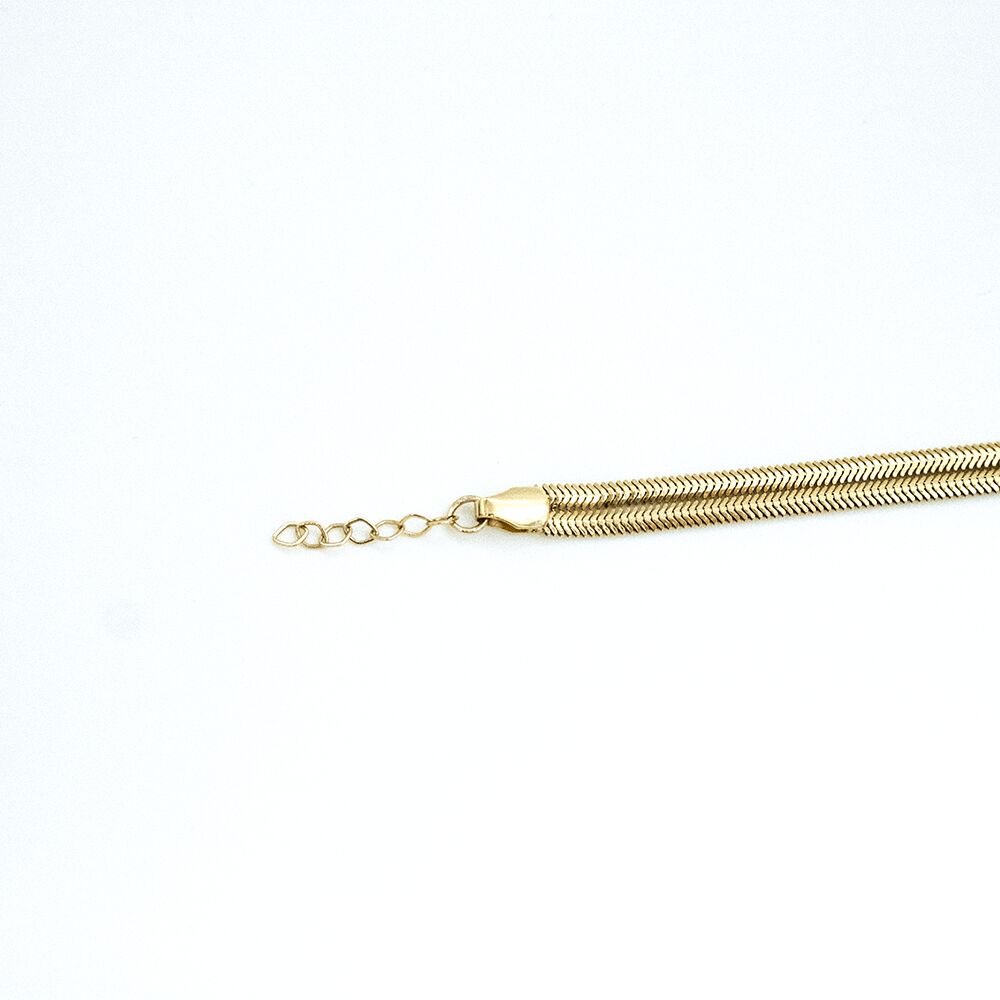 14 Ayar İtalyan ve Deri Görünümlü Düğüm Altın Bileklik