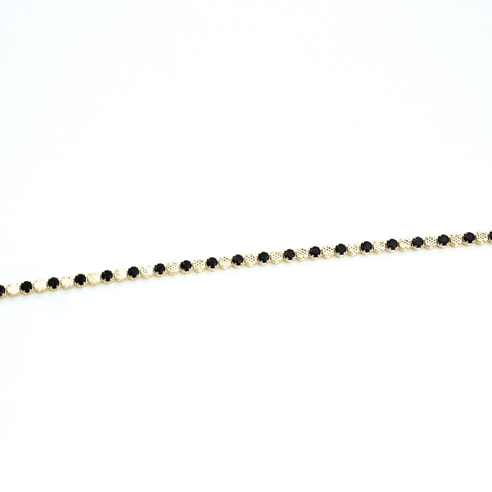 14 Ayar Sarı İşlemeli ve Siyah Taşlı Altın Bileklik