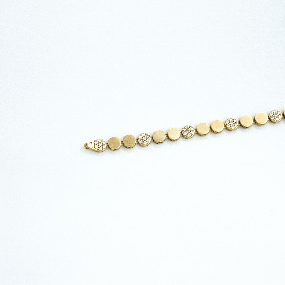 14 Ayar Yarısı Taşlı Yuvarlak Model Altın Bileklik