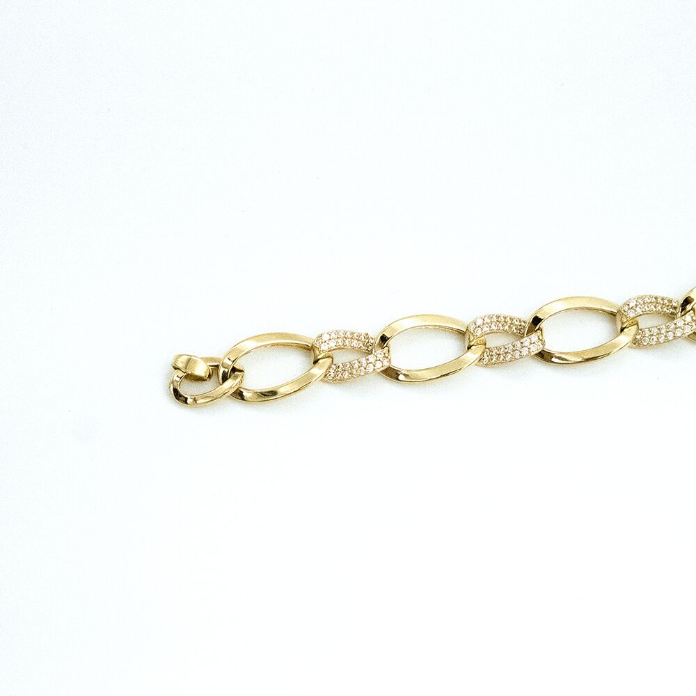 14 Ayar Yarısı Taşlı Halka Zincir Altın Bileklik