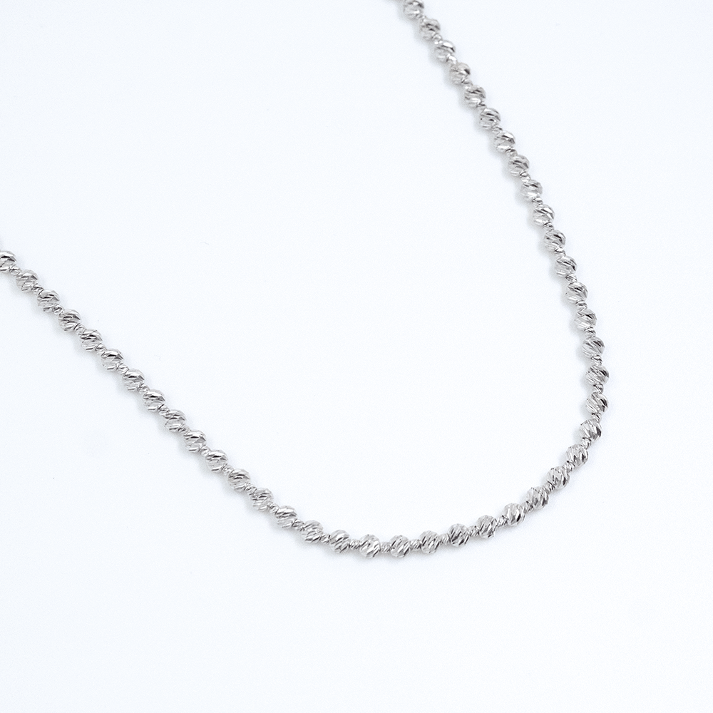 14 Ayar Top Sıralı Beyaz Altın Kolye