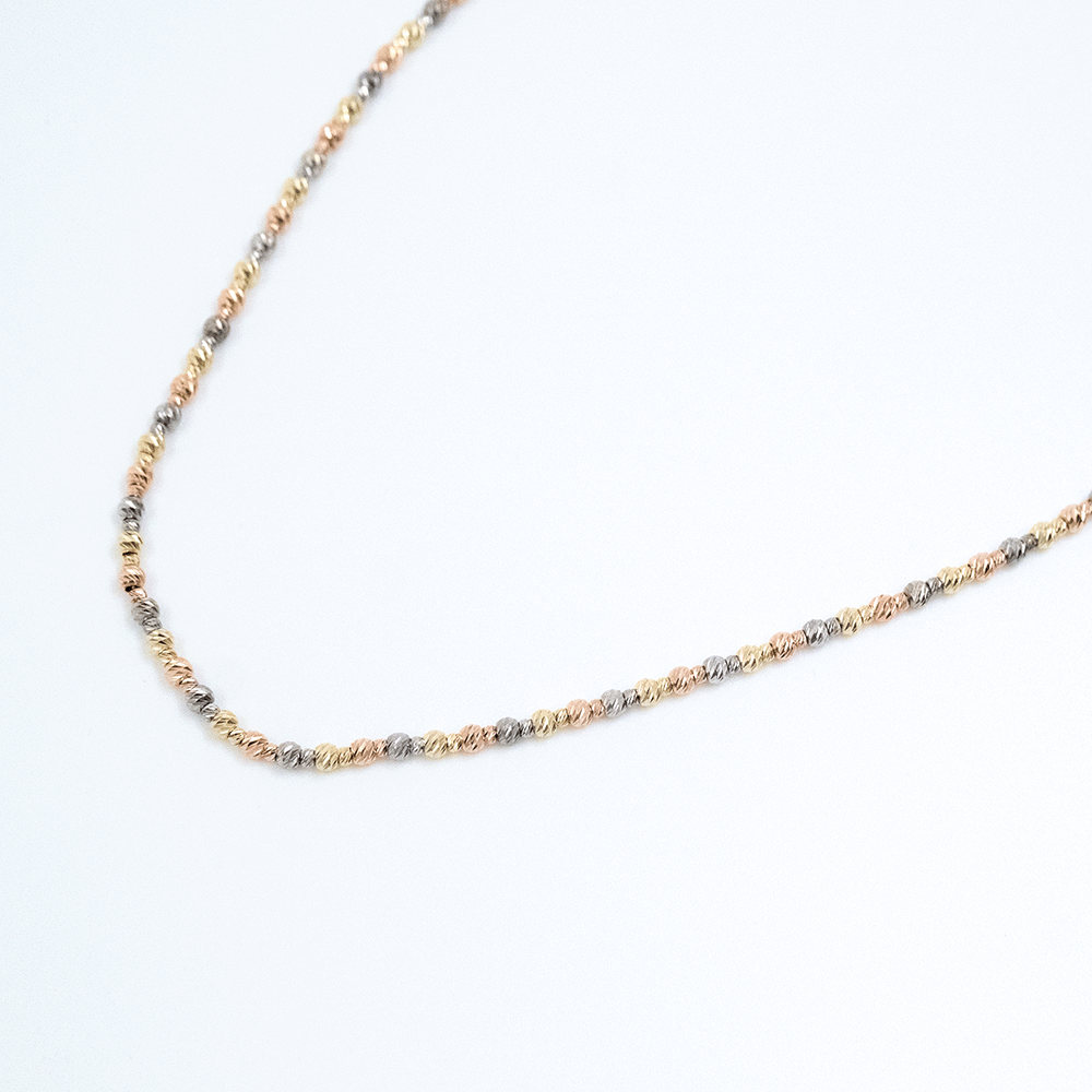 14 Ayar Renkli Top Sıralı Altın Kolye