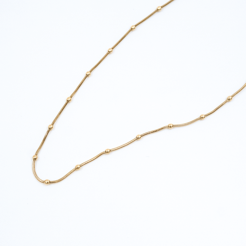 14 Ayar Toplu Balık Sırtı Zincirli Altın Kolye