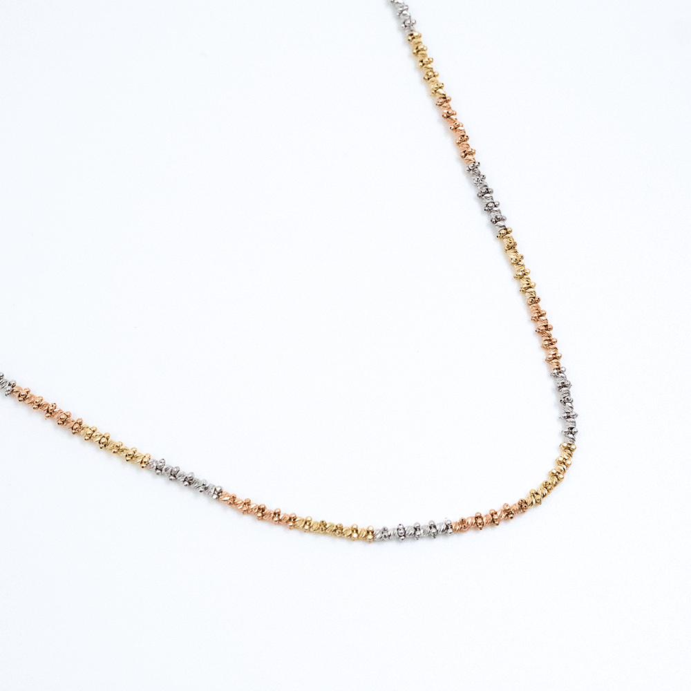 14 Ayar Renkli Zincirli Detaylı Altın Kolye