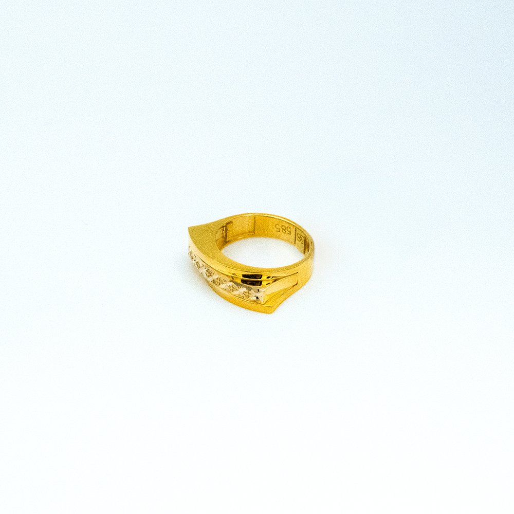 14 Ayar Parıltılı Yuvarlatılmış Kesim Altın Yüzük