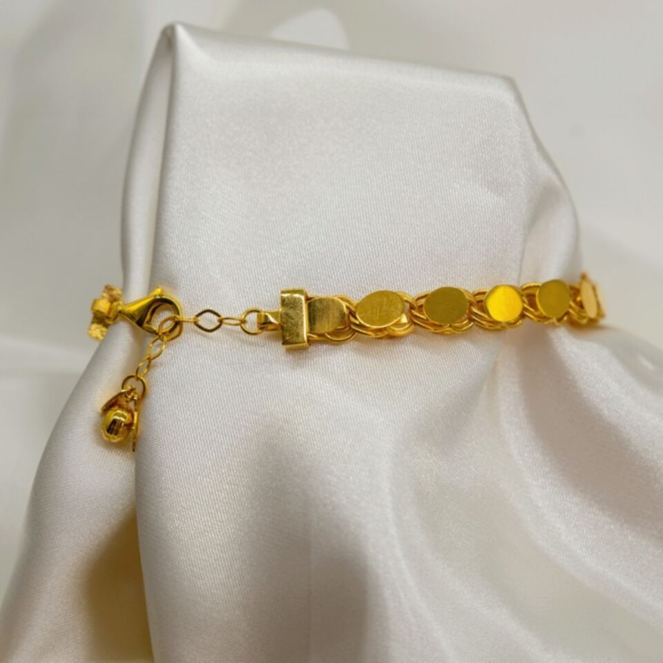 14 Ayar Arpa Zincirli Çeyrek Altınlı Bileklik