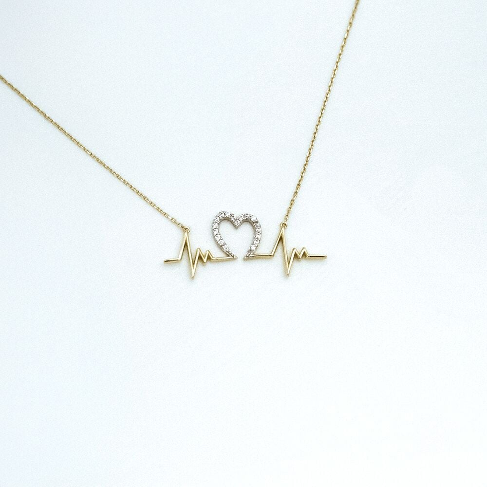 14 Ayar Kalp Atışı Altın Kolye