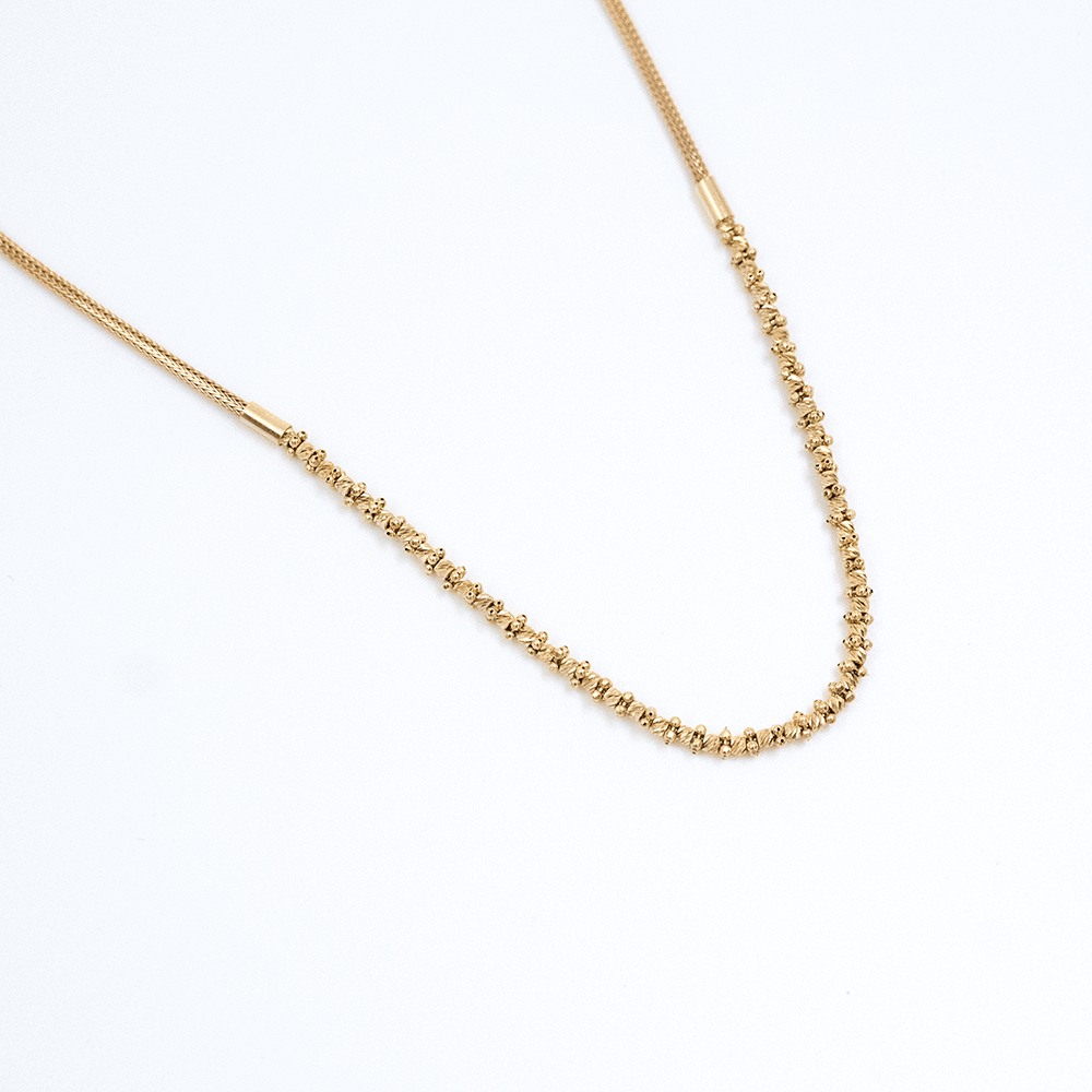 14 Ayar Top Sıralı Örgü Zincir Altın Kolye