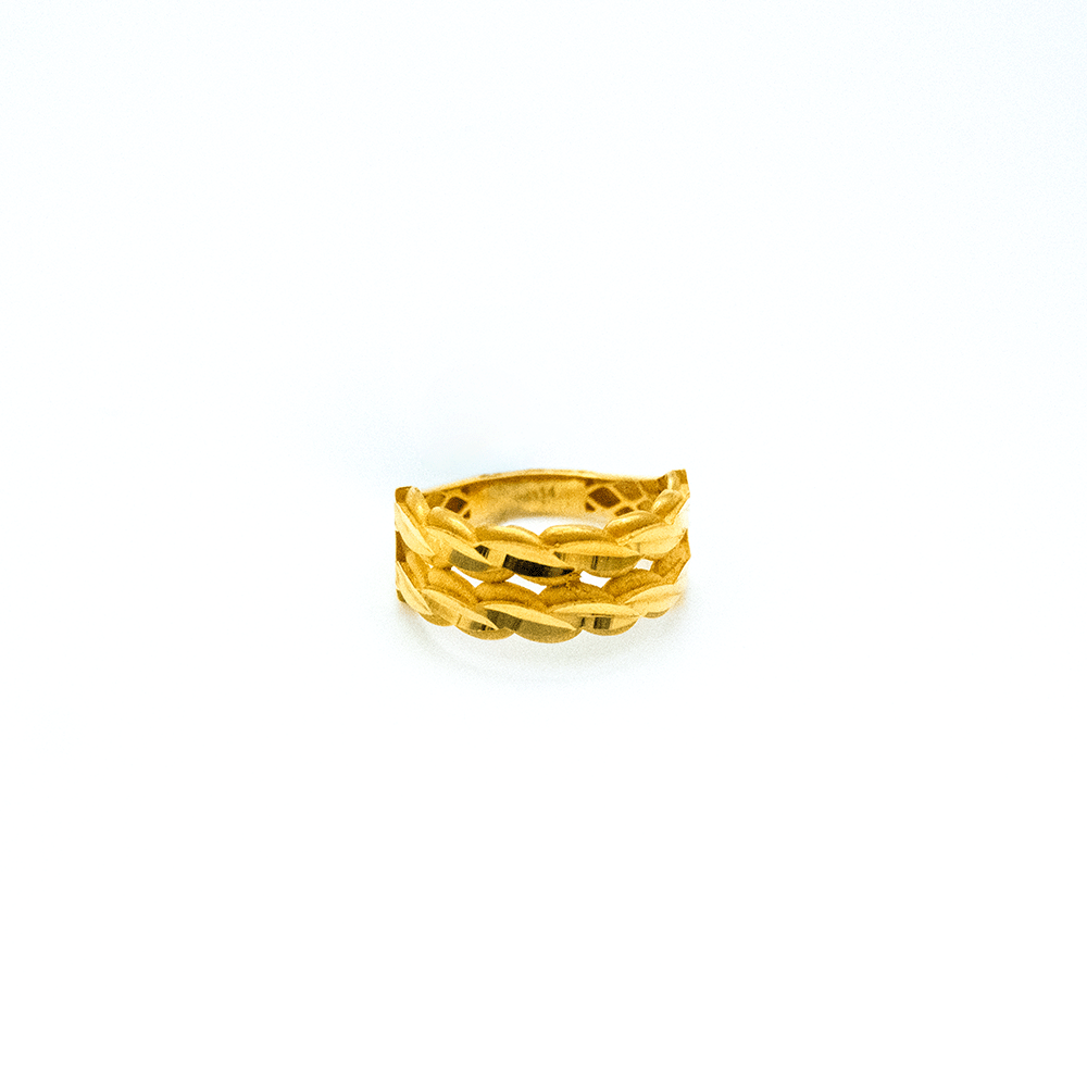 14 Ayar Parıltılı Çift Sıralı Altın Yüzük