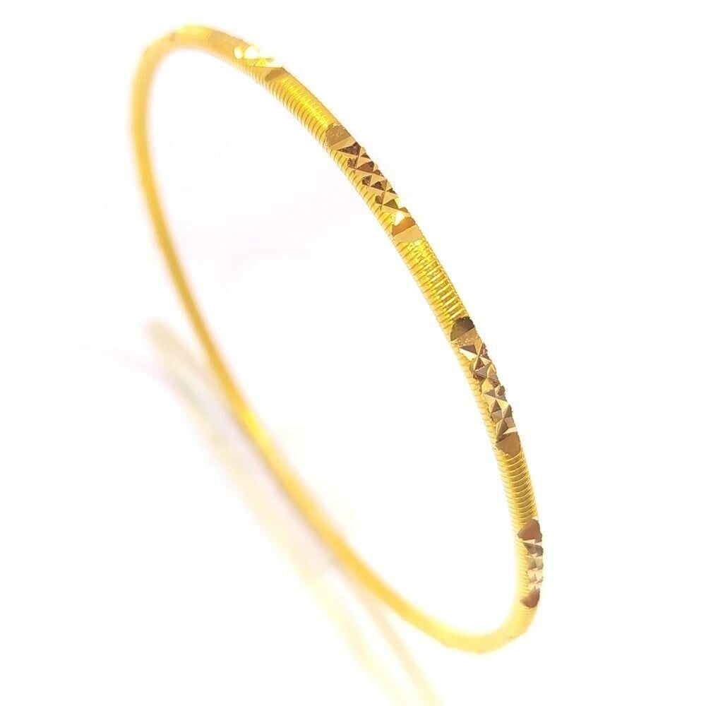22 Ayar Yarısı Kristal Desen Yarısı Çizgili Ajda Gold Altın Bilezik