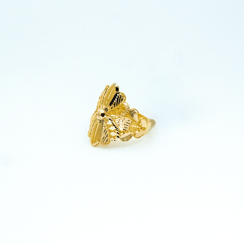 14 Ayar Çiçek Detaylı Kesim Altın Yüzük