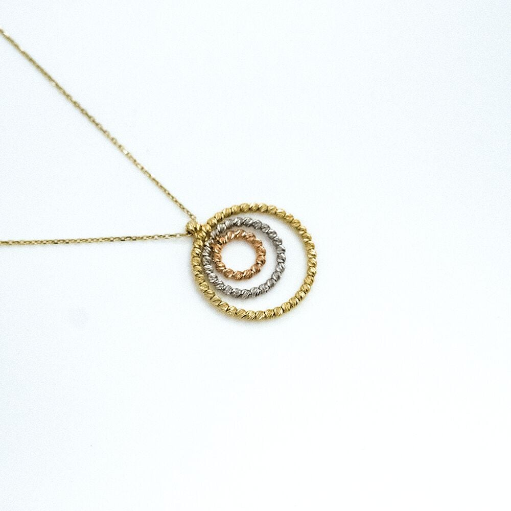 14 Ayar Renkli Halkalar Altın Kolye