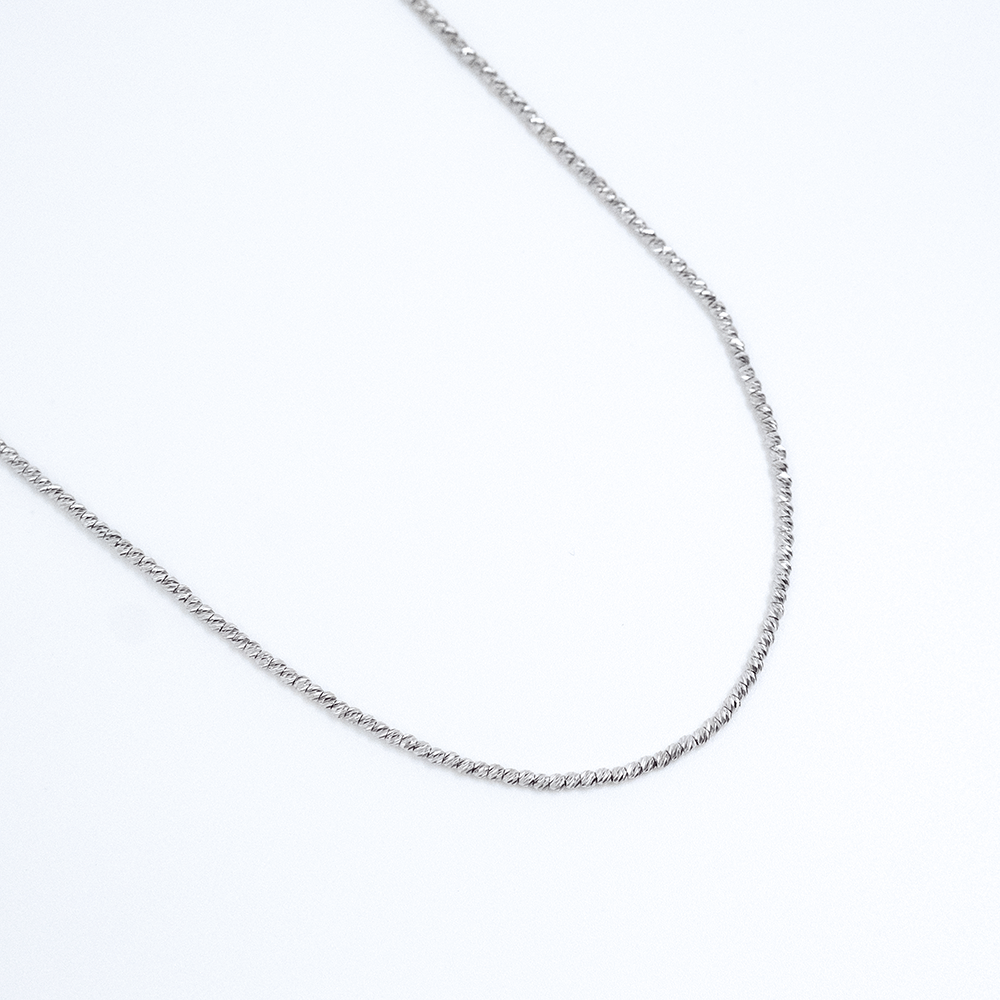 14 Ayar Top Sıralı Dorika Beyaz Altın Kolye