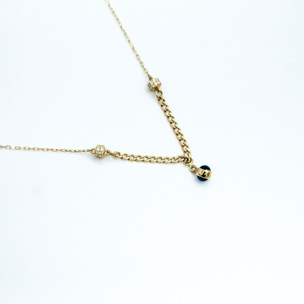 14 Ayar Gurmet Zincirli Nazar Boncuğu Altın Kolye