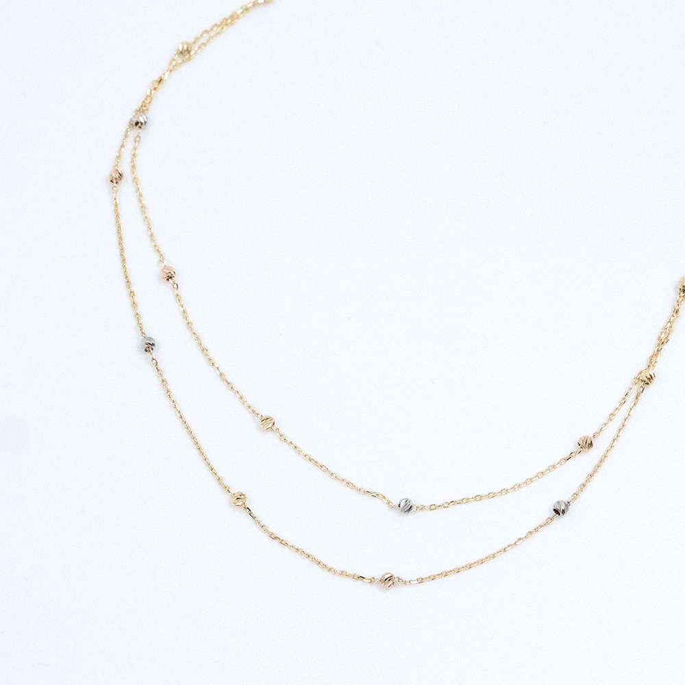 14 Ayar Renkli Top Sıralı Zincir Altın Kolye