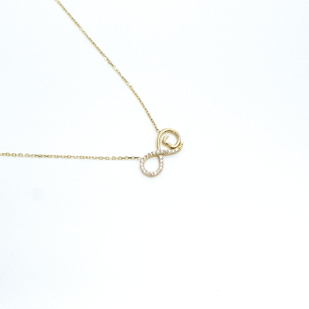 14 Ayar Şekilli Sonsuzluk İşareti Altın Kolye