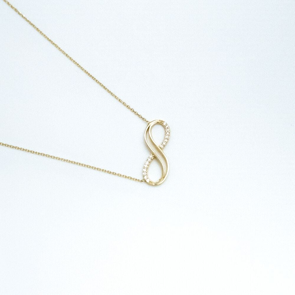 14 Ayar Zarif Sonsuzluk Altın Kolye