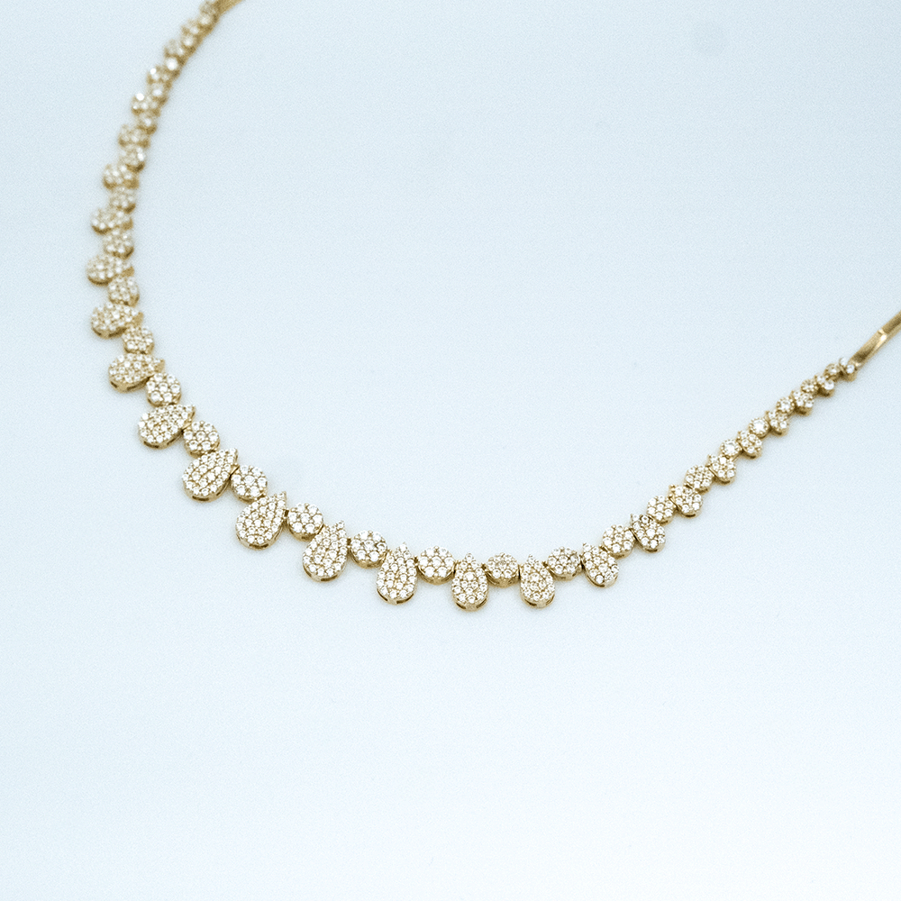 14 Ayar Oval Damla Sıralı Detaylı Altın Gerdanlık