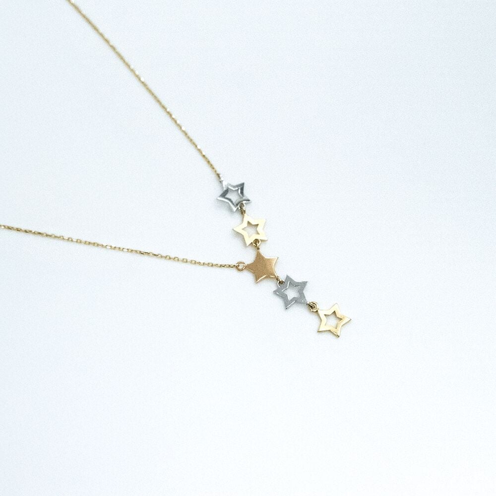 14 Ayar Renkli Yıldız Yolu Altın Kolye