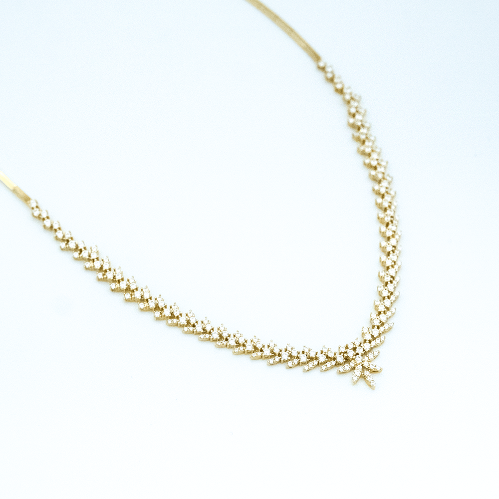 14 Ayar Daire Taşlı Sıralı Altın Gerdanlık