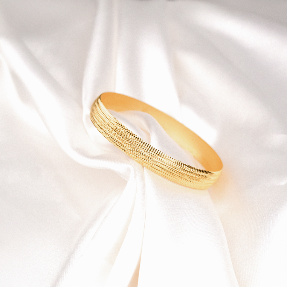 22 Ayar Küçük Kristal Desenli Gold Altın Bilezik 30 Gr