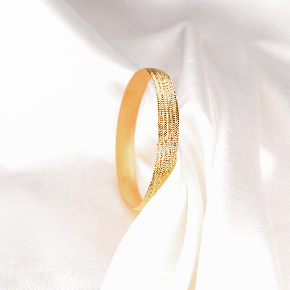22 Ayar Küçük Kristal Desenli Gold Altın Bilezik 40 Gr
