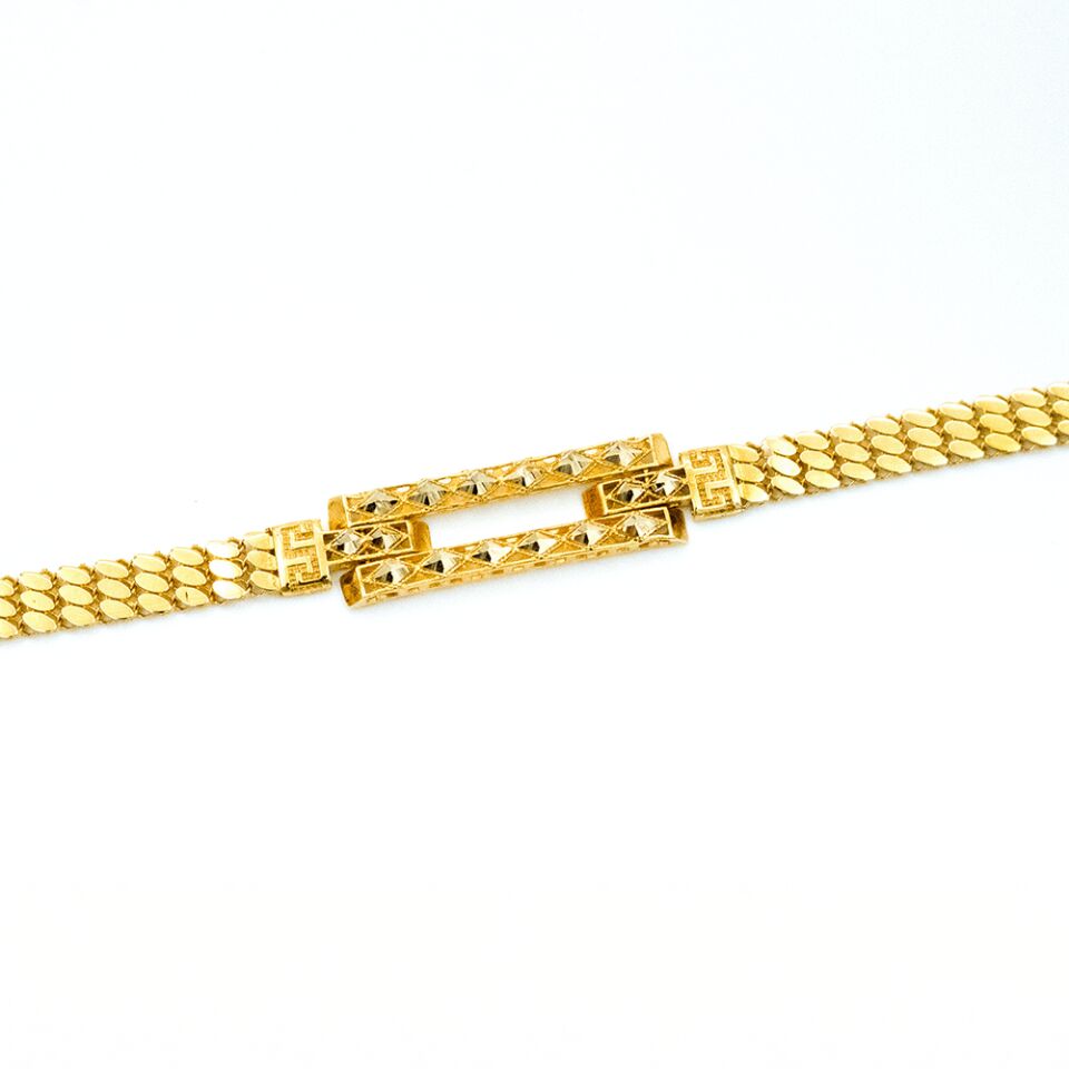 14 Ayar İşlemeli Pul Kemer Model Altın Bileklik