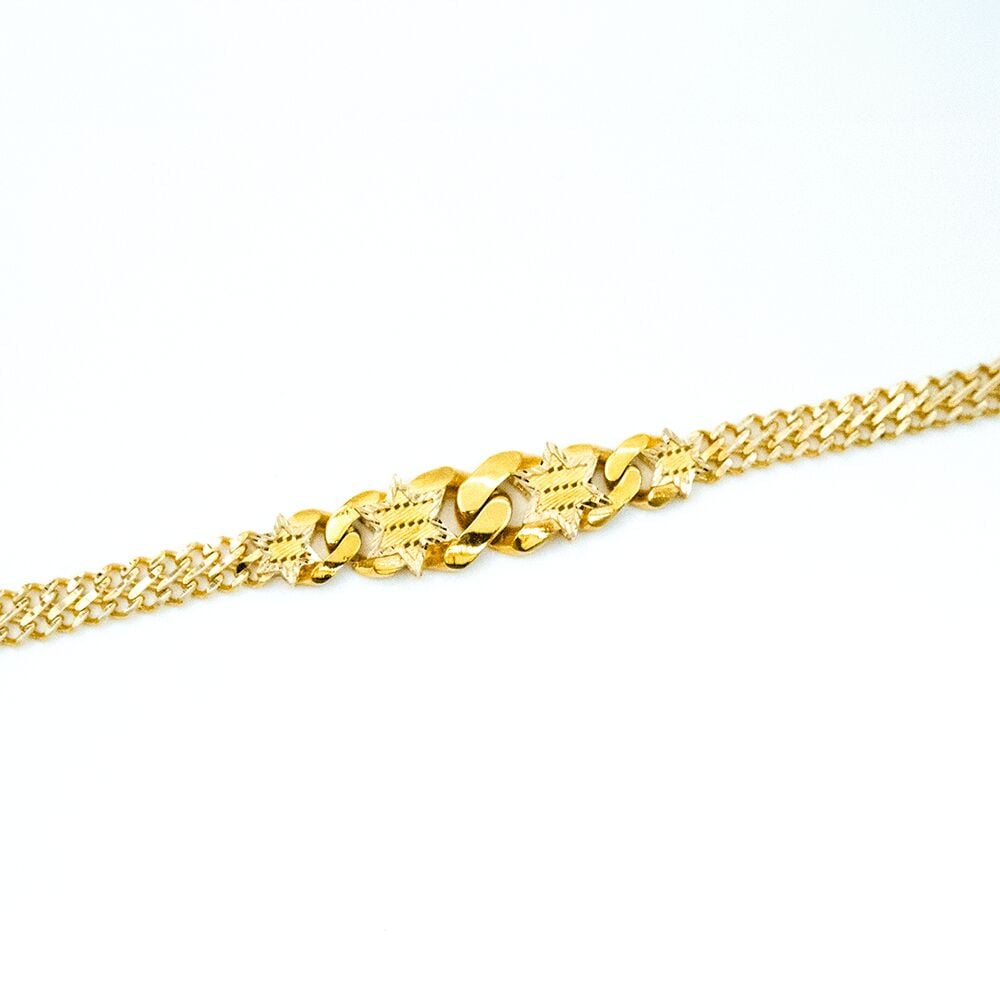 14 Ayar Yıldızlı Gurmet Model İşlemeli Altın Bileklik