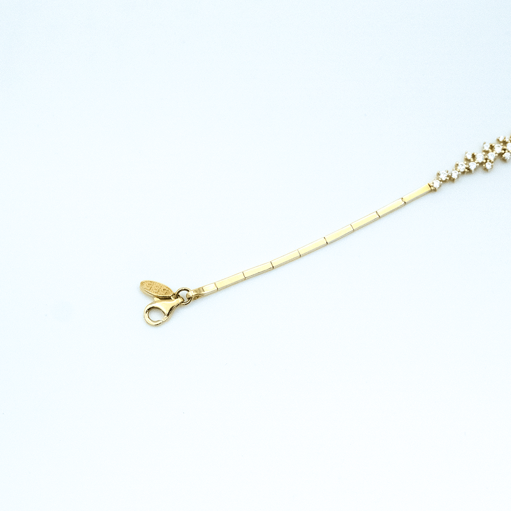 14 Ayar Taşlı Sıralı Detaylı Sarı Altın Bileklik